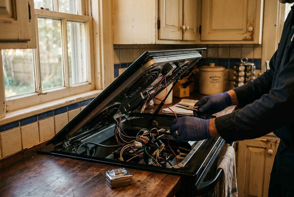 Cooktop Repair technician at work