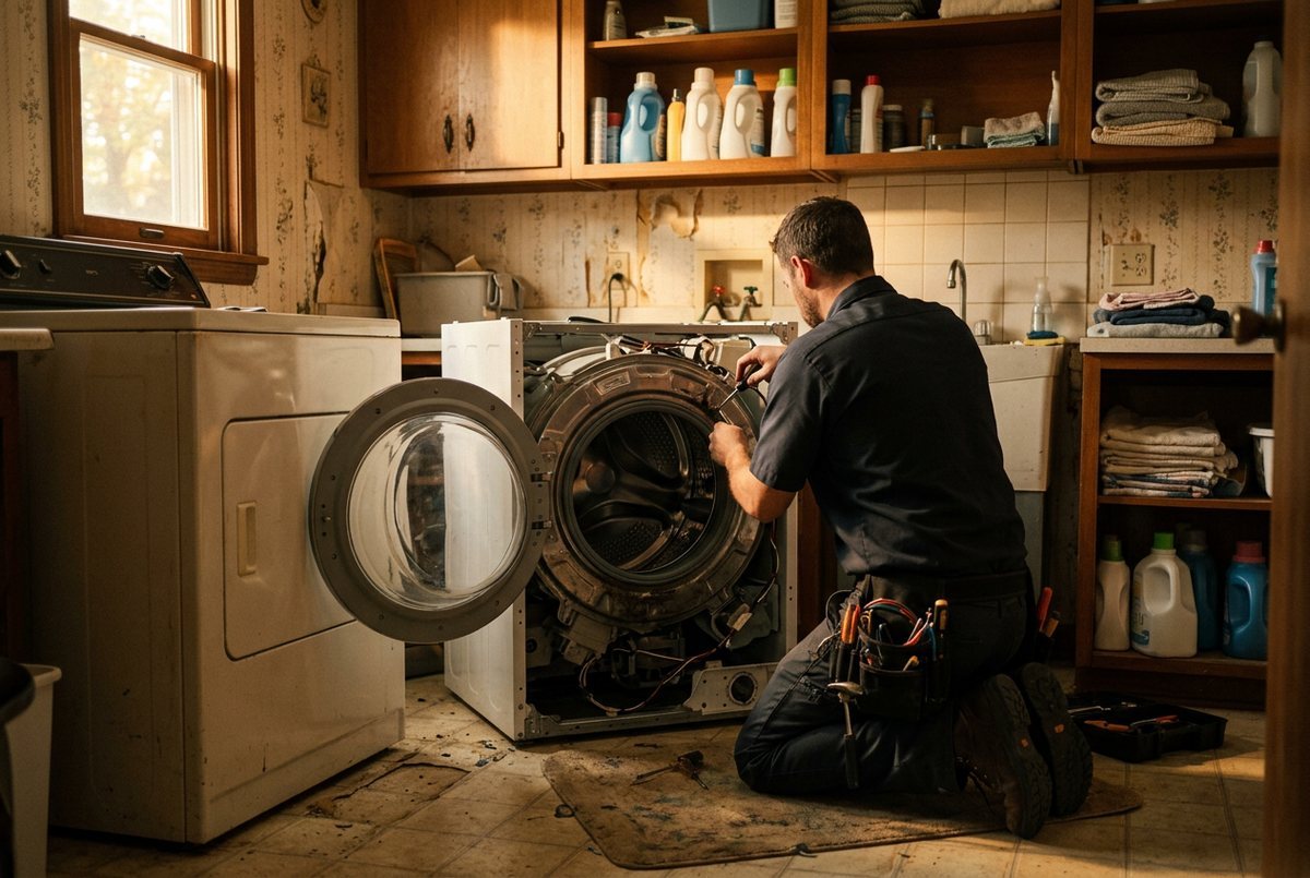 Washer Repair technician at work